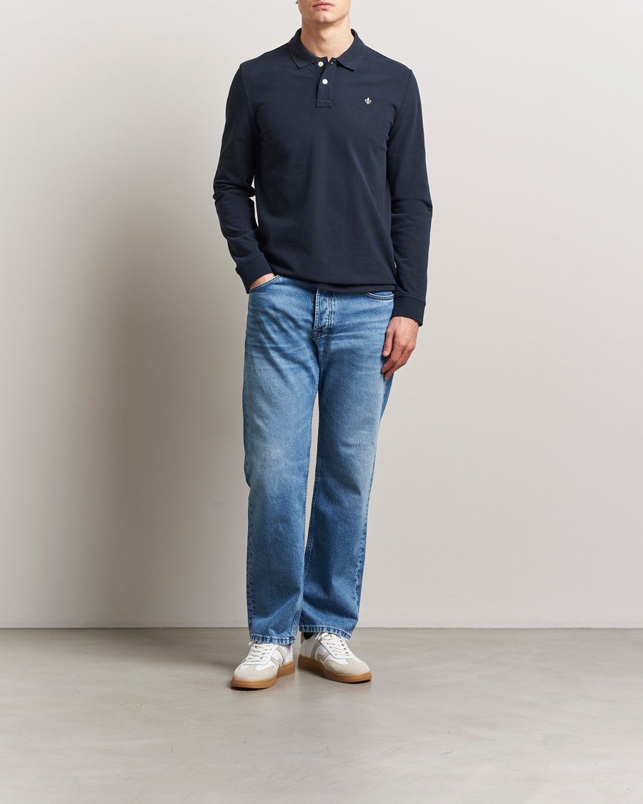 Heren | Polo's | Morris | Camden Long Sleeve Pique Dark Blue