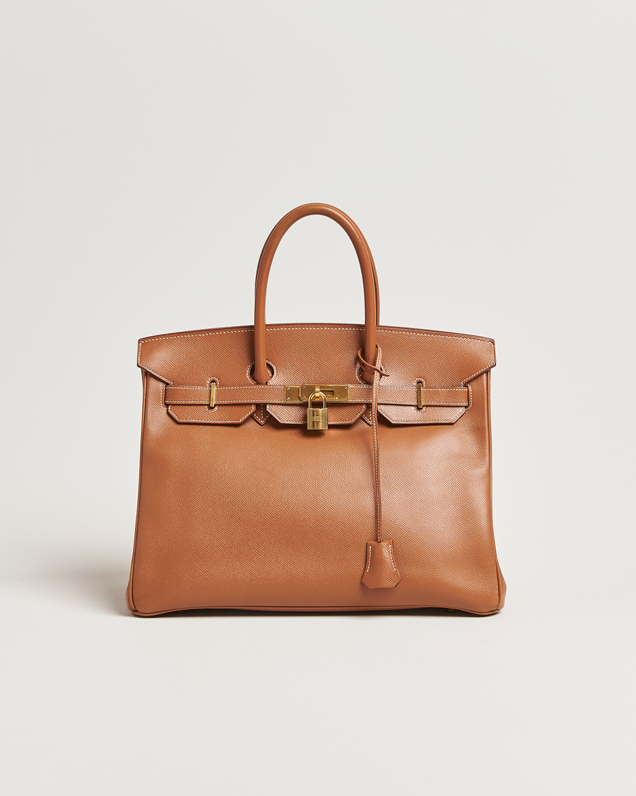 Heren | Hermès Pre-Owned Birkin 35 Handbag Courchevel Gold | Hermès Pre-Owned | Birkin 35 Handbag Courchevel Gold