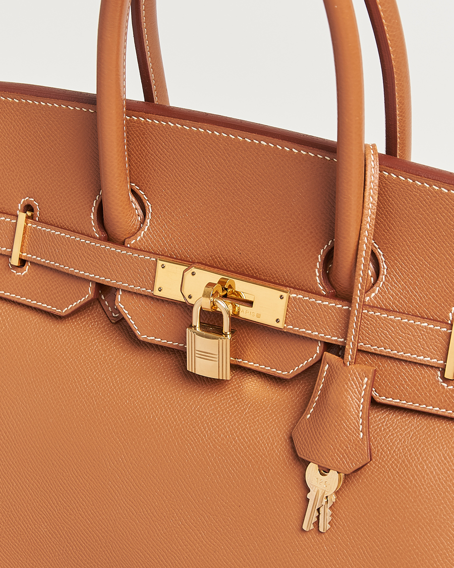 Heren | Hermès Pre-Owned Birkin 35 Handbag Courchevel Gold | Hermès Pre-Owned | Birkin 35 Handbag Courchevel Gold