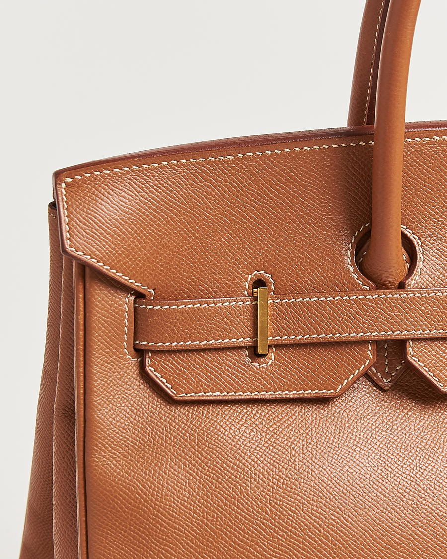 Heren | Hermès Pre-Owned Birkin 35 Handbag Courchevel Gold | Hermès Pre-Owned | Birkin 35 Handbag Courchevel Gold