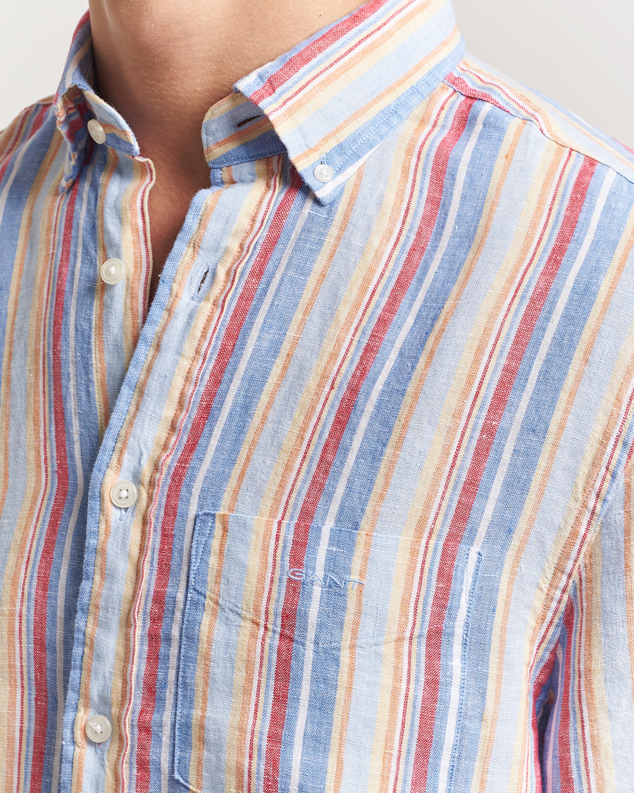 Heren | Overhemden | GANT | Regular Fit Linen Striped Shirt Multi