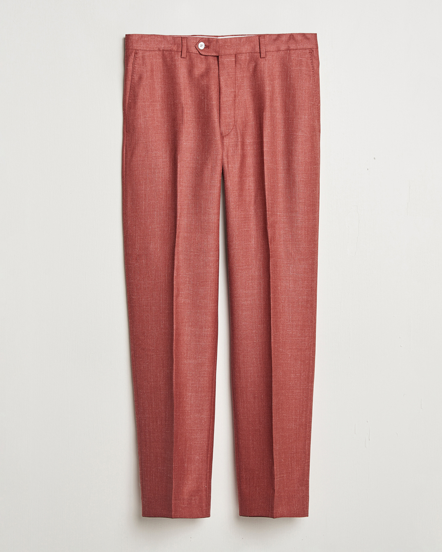 Heren | Broeken | Oscar Jacobson | Del S Wool/Silk/Linen Trousers Red
