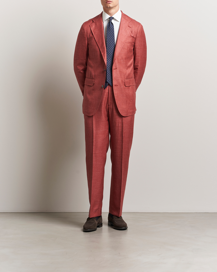 Heren | Broeken | Oscar Jacobson | Del S Wool/Silk/Linen Trousers Red