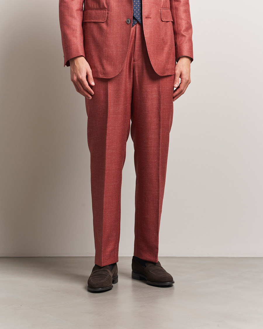 Heren | Broeken | Oscar Jacobson | Del S Wool/Silk/Linen Trousers Red
