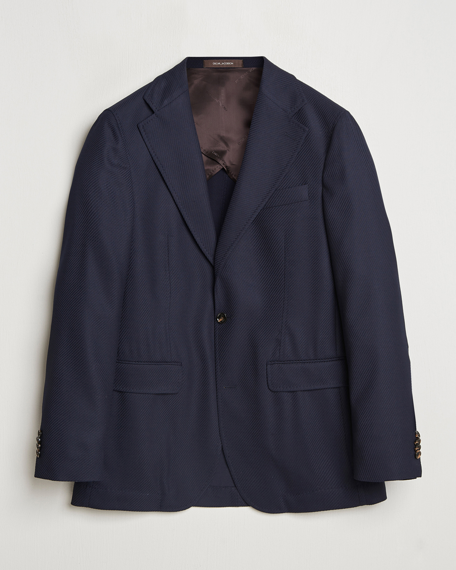 Heren | Blazers | Oscar Jacobson | Fellow EVO Structured Loro Piana Wool Blazer Navy