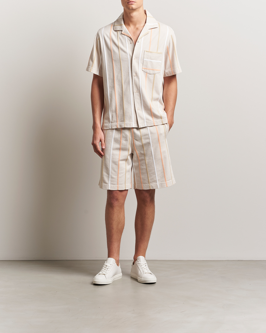 Heren | Overhemden | J.Lindeberg | Theron Stripe Resort Shirt Moonbeam