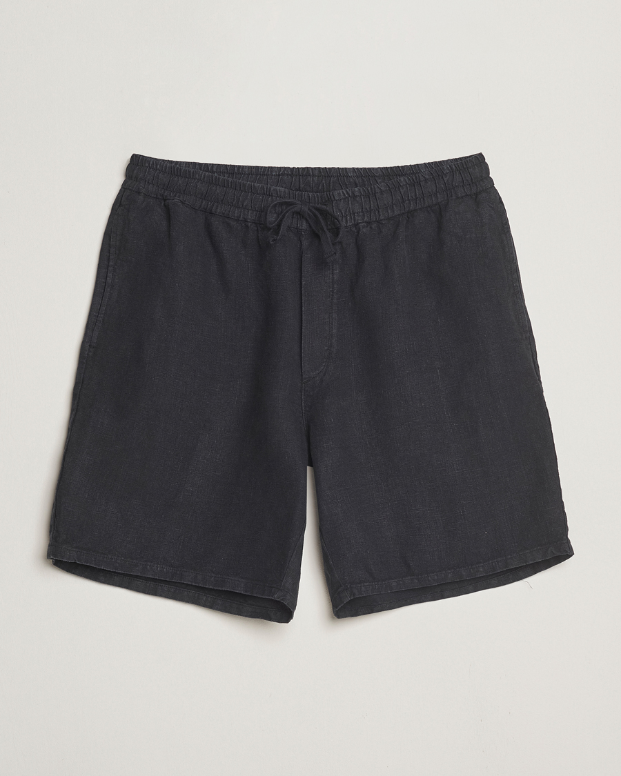 Heren | Korte broek | A Day's March | Ipu Linen Drawstring Shorts Off Black