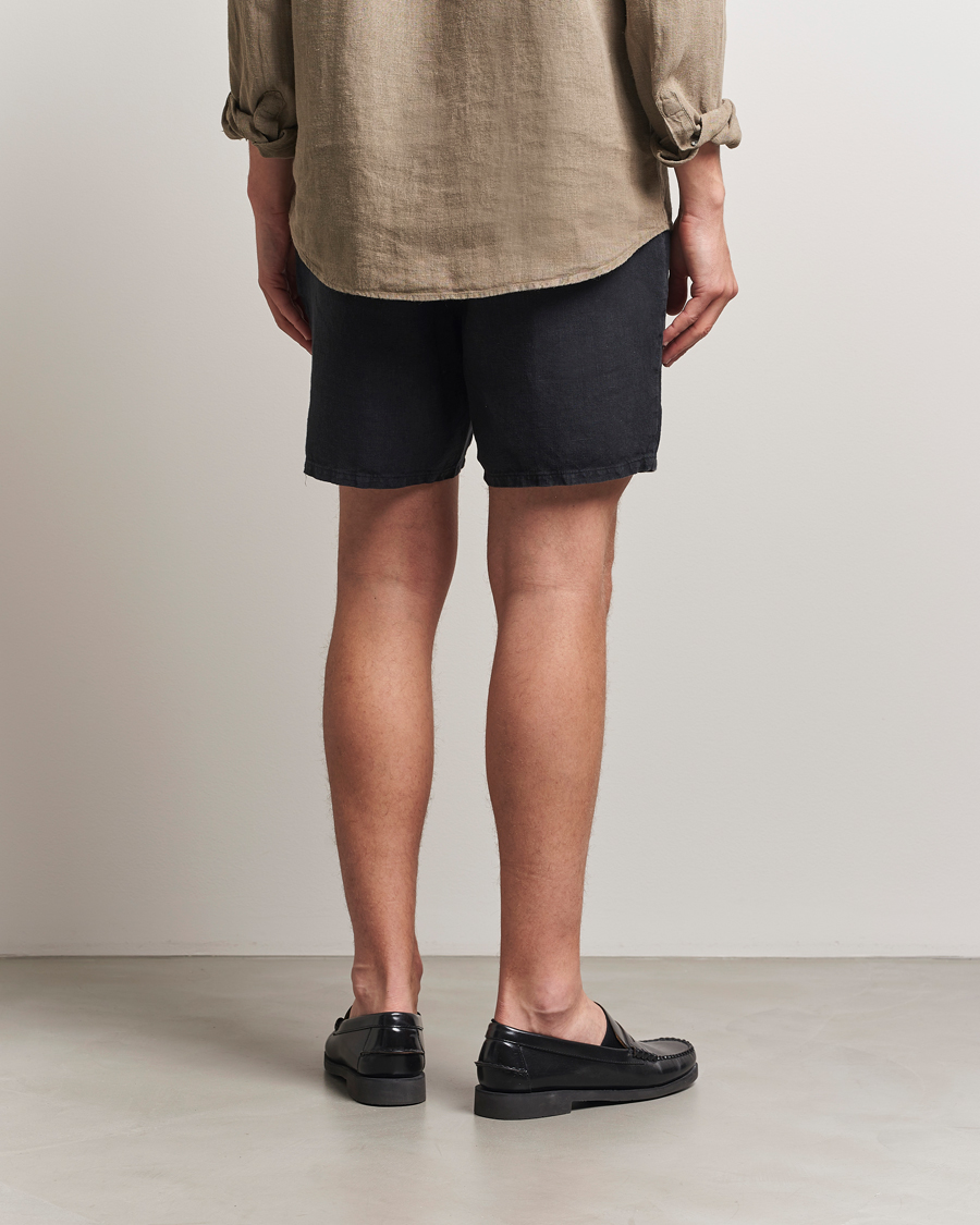 Heren | Korte broek | A Day's March | Ipu Linen Drawstring Shorts Off Black