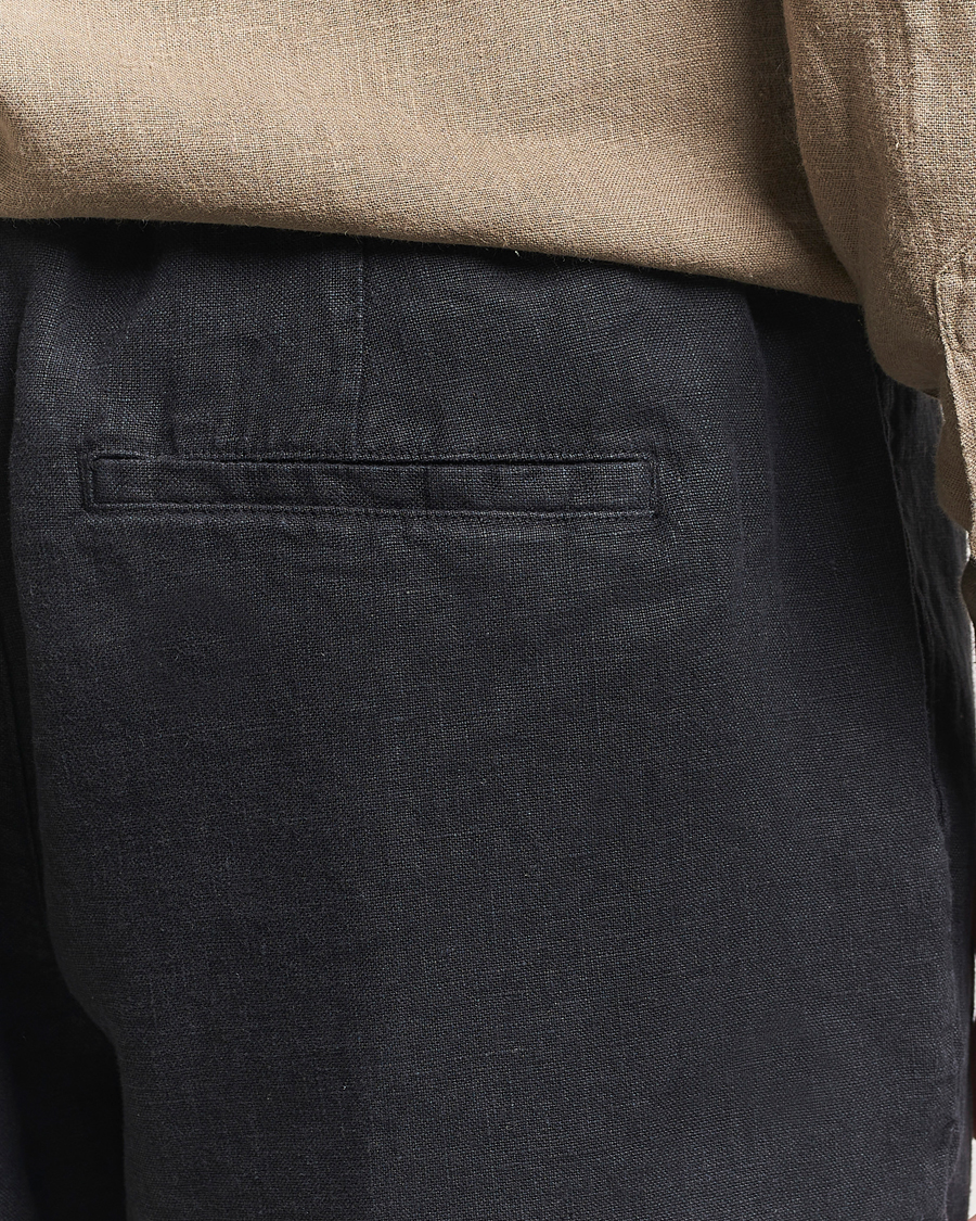 Heren | Korte broek | A Day's March | Ipu Linen Drawstring Shorts Off Black