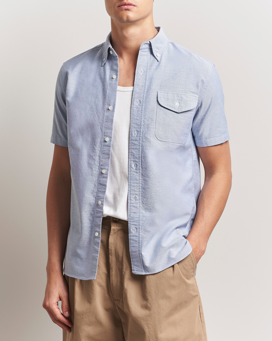 Heren | Overhemden | BEAMS PLUS | Short Sleeve Oxford Shirt Light Blue